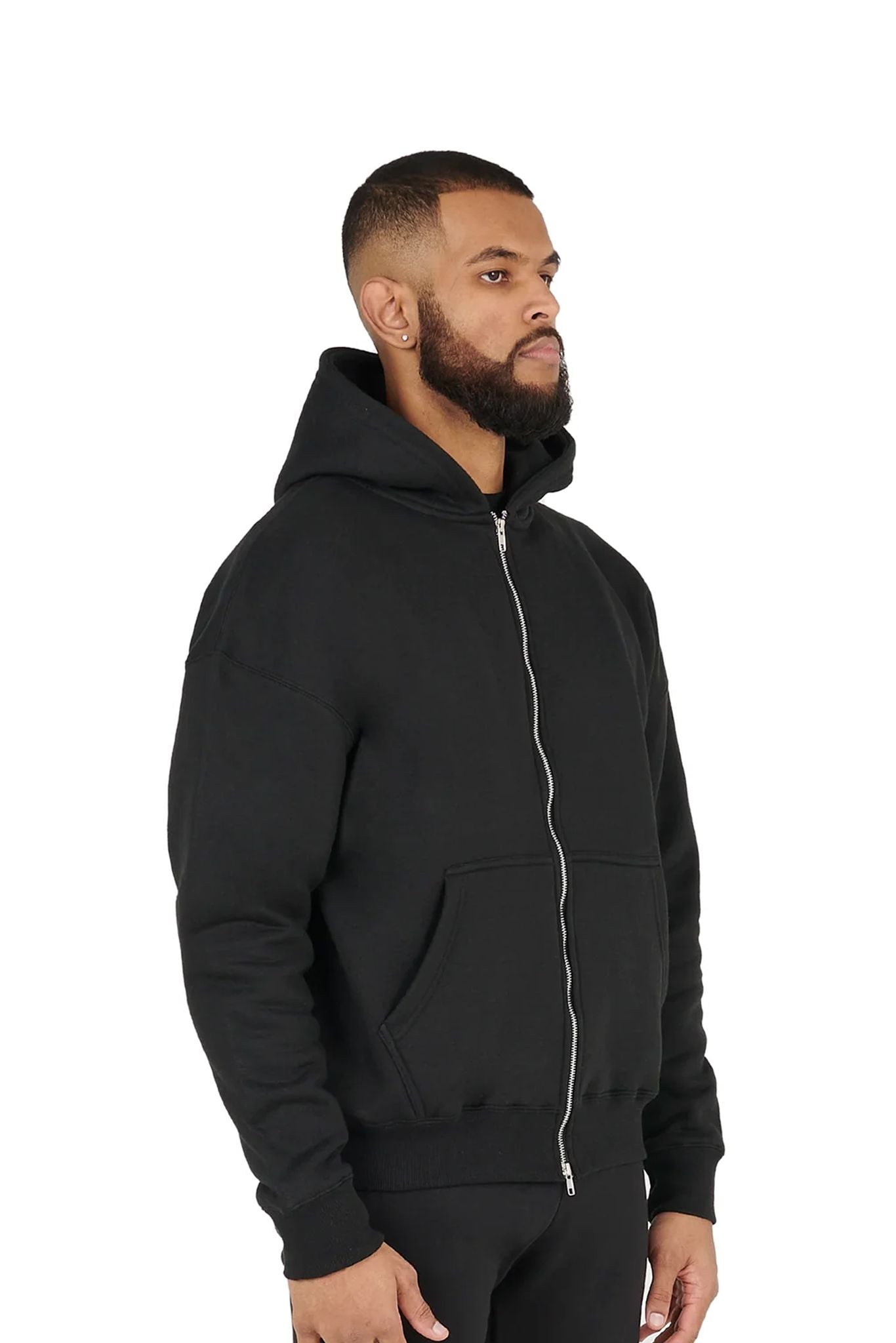 Oversized Zip Hoodies 330GSM black front