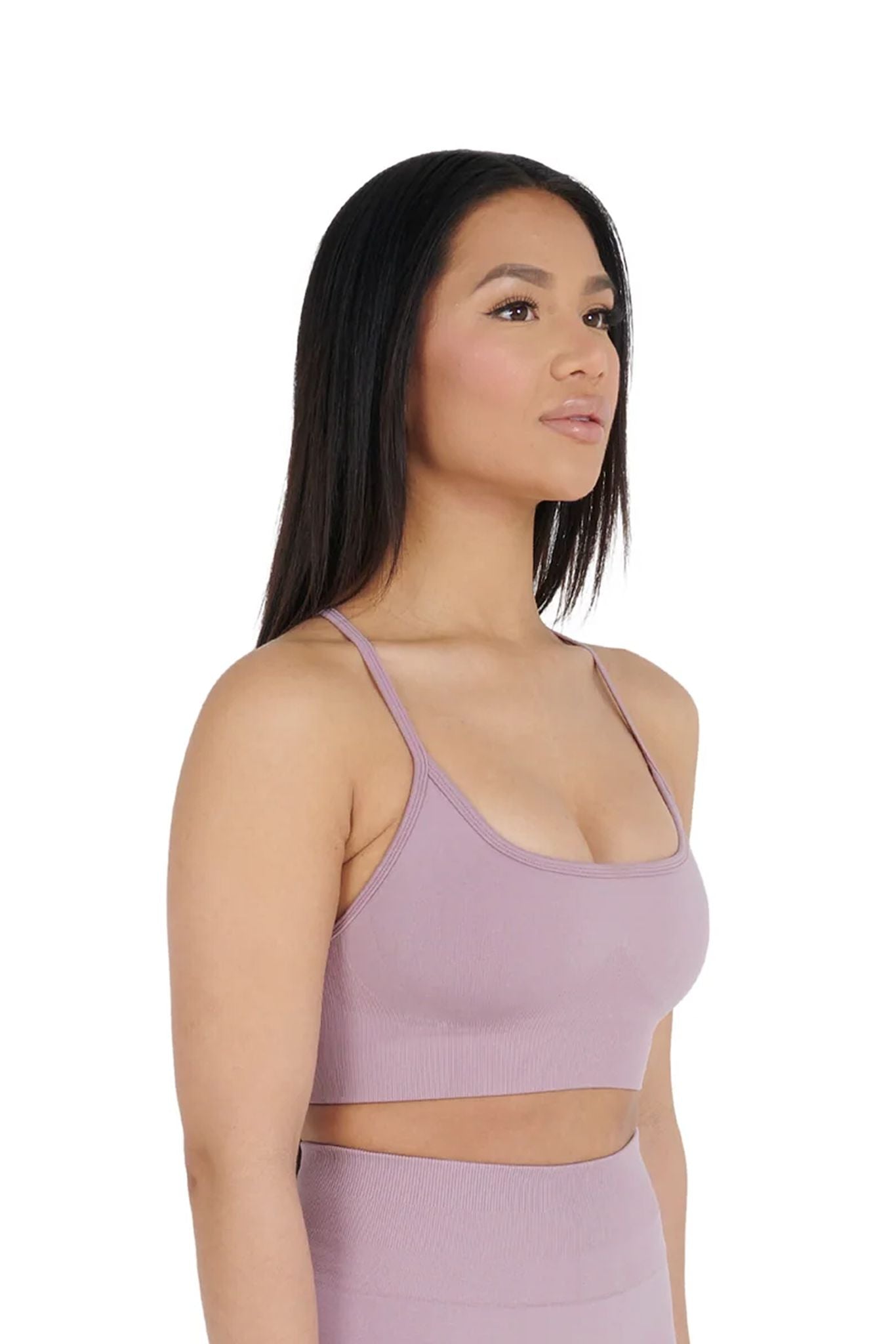 Premium Yoga Thin Strap Bralet dusty pink front