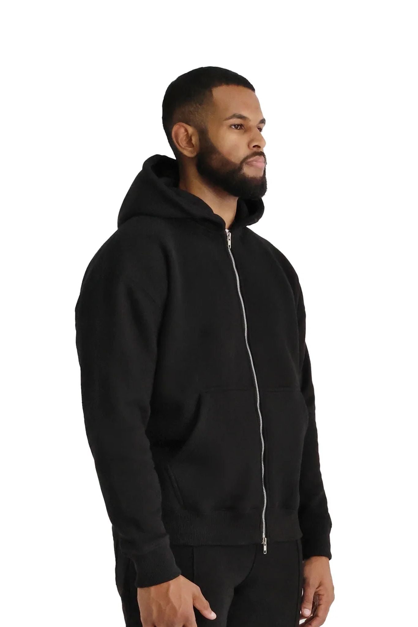 Ultra Luxury Zip Hoods 550GSM black front