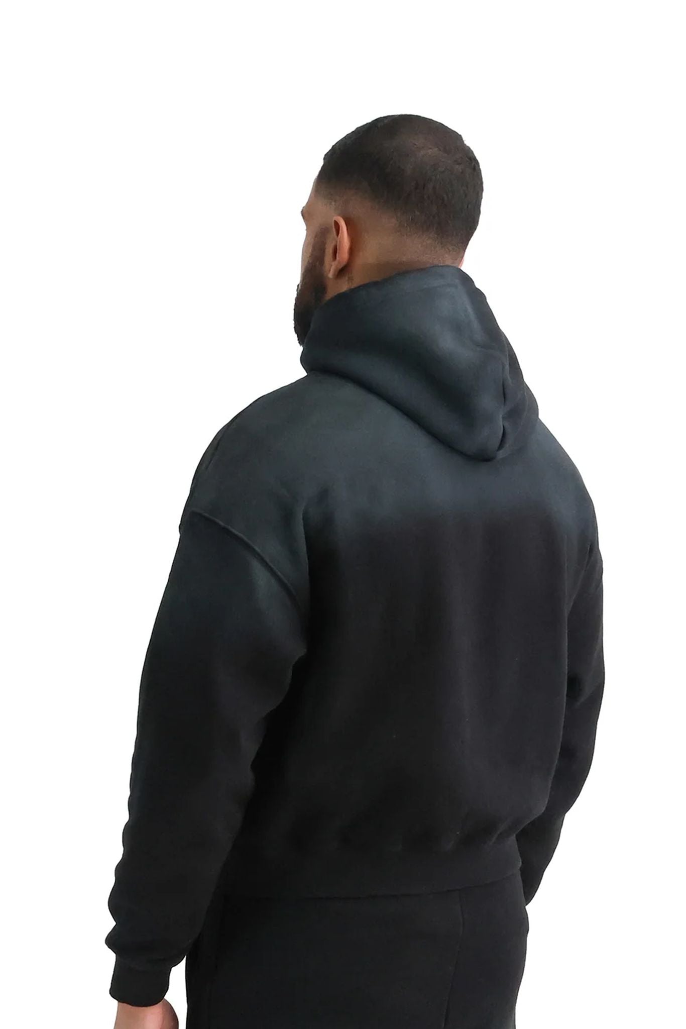 Vintage Sunfade Oversized Cropped Hoodies 400GSM black back