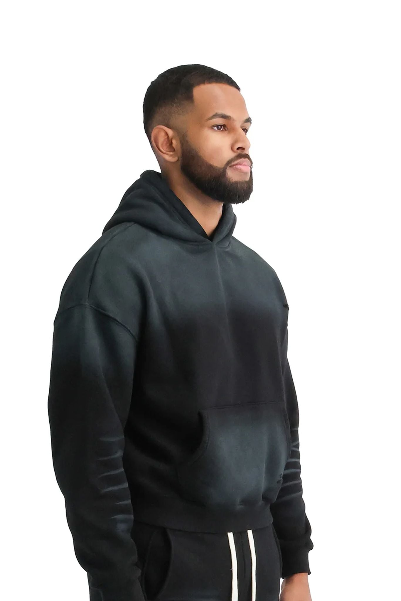 Vintage Sunfade Oversized Cropped Hoodies 400GSM black front