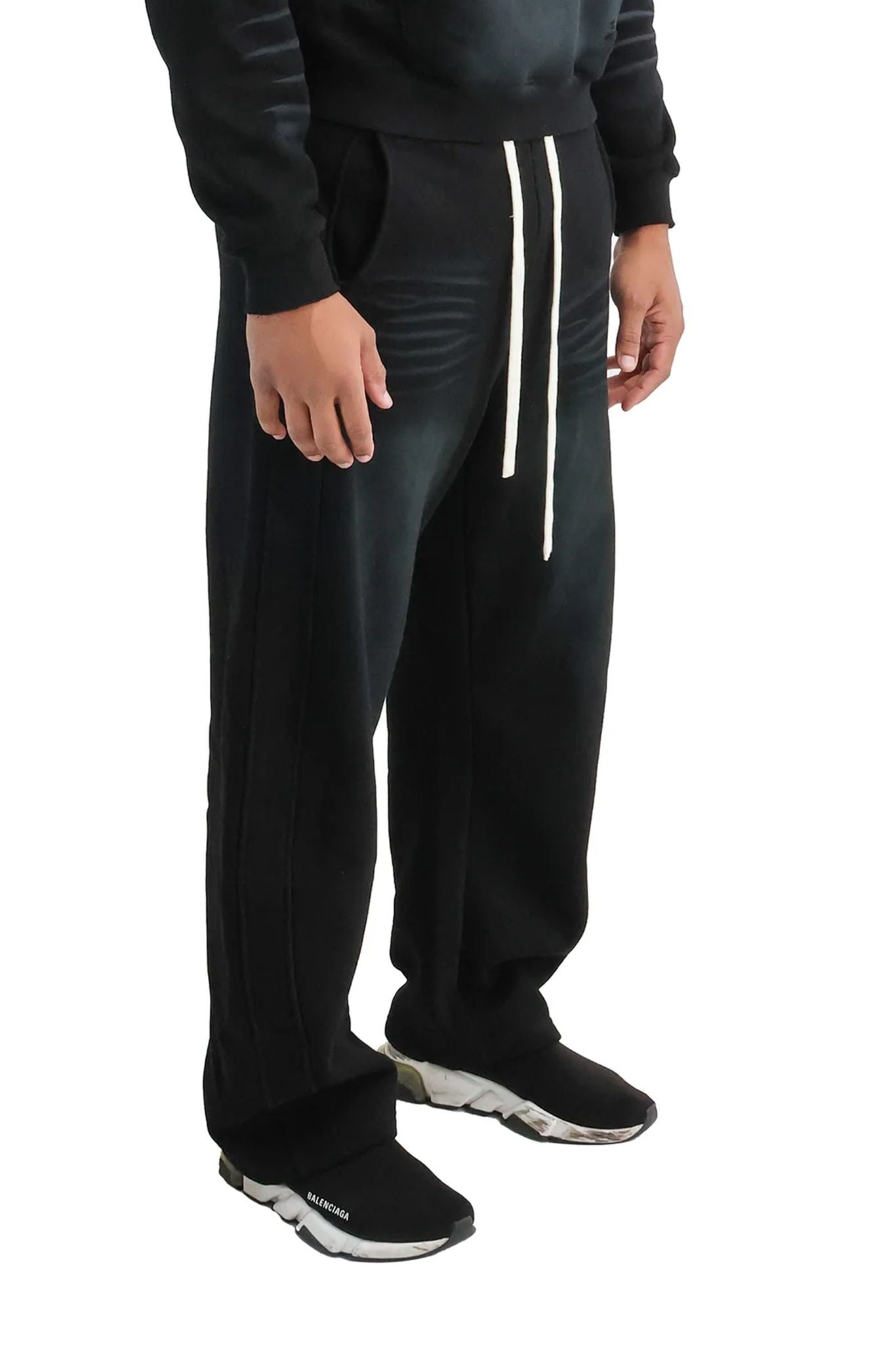 Vintage Sunfade Oversized Wide Leg Joggers black front